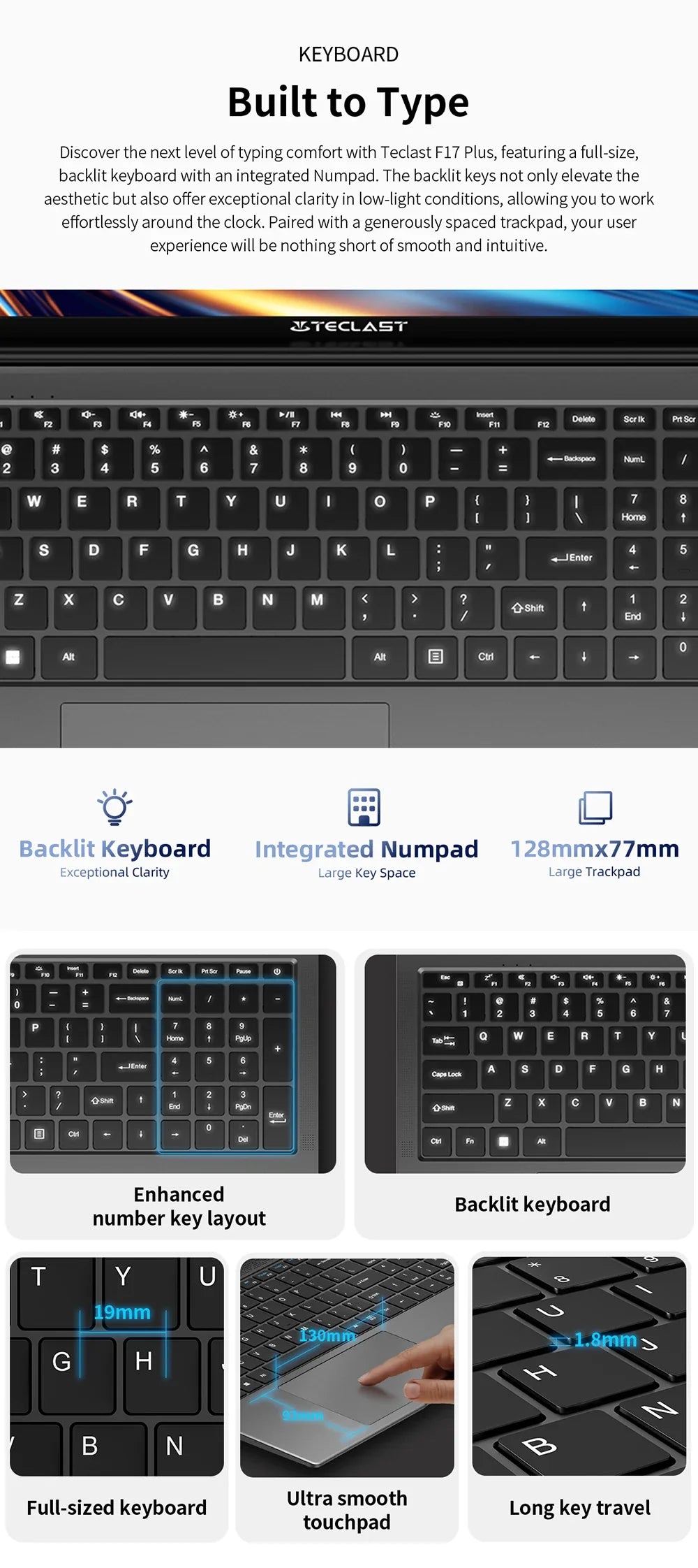 Teclast F17 Plus 2025 Laptop 17.3 inch Intel N150 Computer 16GB RAM 512GB SSD Windows 11 Pro 180° Flip Laptops mini-HDMI USB3.2