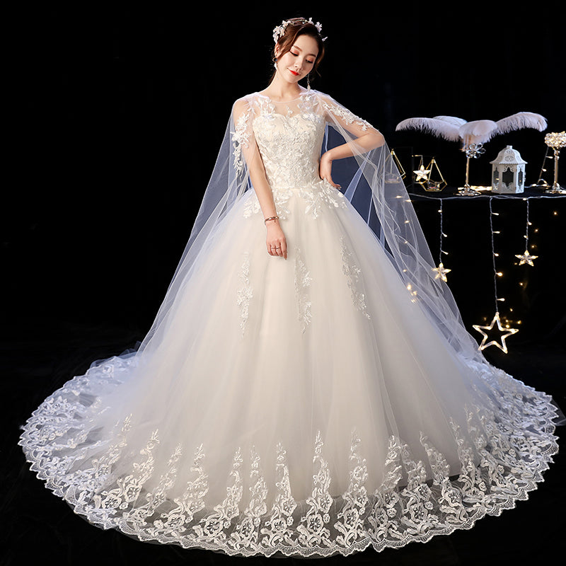 Robe de mariée personnalisée à lacets, broderie, traîne, princesse, vintage, grande taille, robes de bal