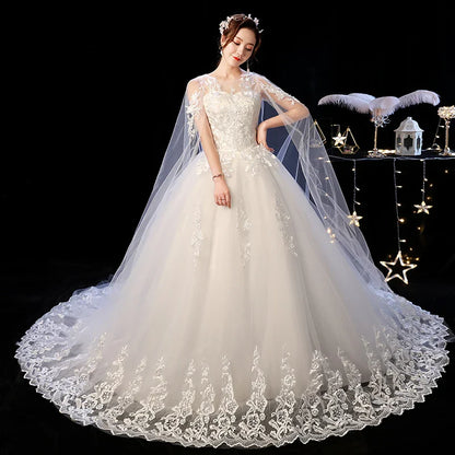 Robe de mariée personnalisée à lacets, broderie, traîne, princesse, vintage, grande taille, robes de bal
