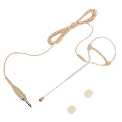 Casque beige à oreillette unique, microphone, fonctionnement mains libres, prise XLR 3,5 mm, 3 broches, 4 broches, avec bonnette de microphone