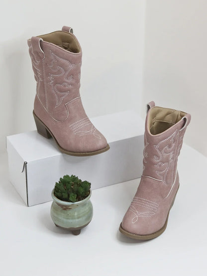Classic Western Knee High Boots for Girls Premium Quality Slip-on Cowboy Long Booties Kids Autumn Heeled Point Botas Kids Shoes
