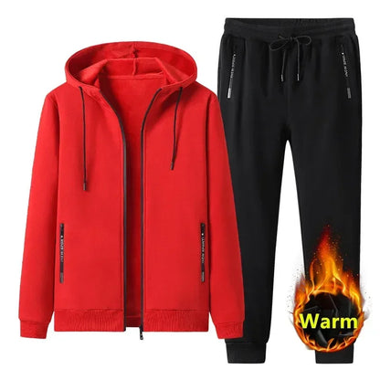 Nouveaux ensembles homme automne hiver 2025 Survêtements décontractés pour homme Costumes de sport à capuche en pur coton épais et chaud polaire pour homme