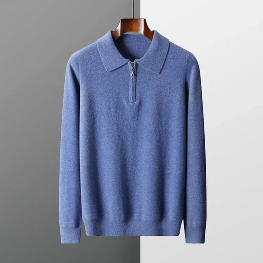 Nouveaux pulls en cachemire homme automne et hiver, 100% laine mérinos, décontractés, amples, à col polo, tricotés, veste-chemise.