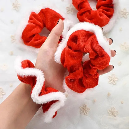 1Pcs Christmas Scrunchies For Women Girls Elastic Hair Rubber Fashion Christmas Ornaments Hair Ring Velvet Ponytail Holder