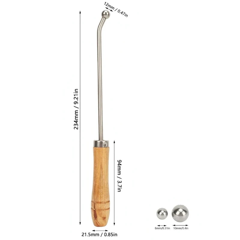 Outil réparation bosse trompette multitifunition avec une poignée en bois lisse 3 sphères réparation pour les