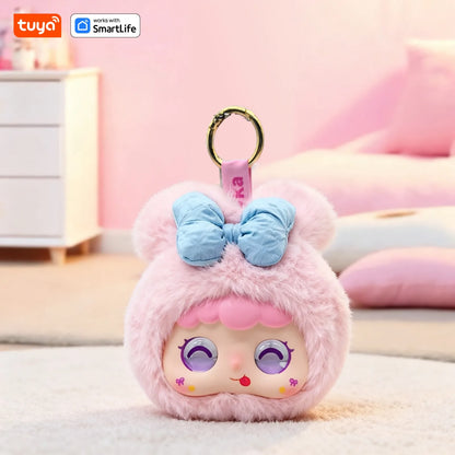 Lapin : Robot en peluche AI avec yeux LED et commande vocale, jouet intelligent interactif, compagnon rechargeable par USB pour cadeaux pour enfants/maison intelligente-rose