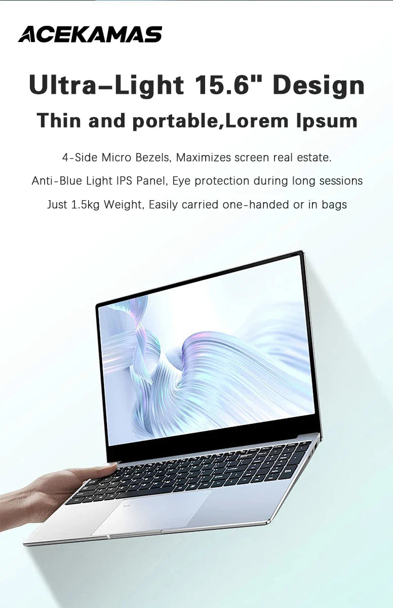 ACEKAMAS 15.6" Laptop Computer Intel Celeron N5095 Windows 11 Pro Laptops Gamer 1080P 16GB DDR4 1TB SSD Office Study Notebook PC
