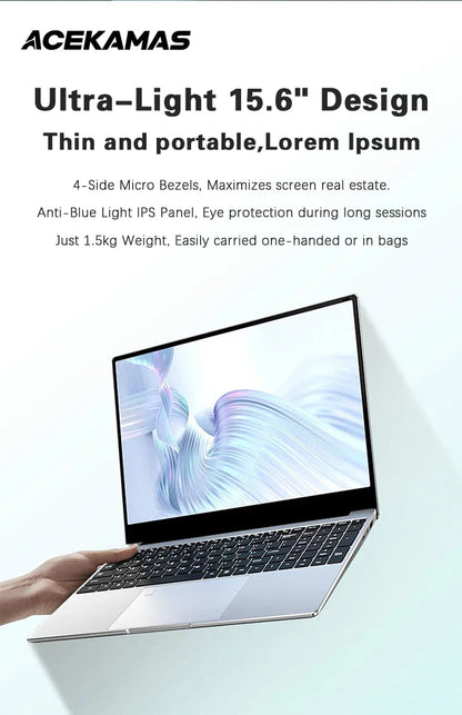 ACEKAMAS 15.6" Laptop Computer Intel Celeron N5095 Windows 11 Pro Laptops Gamer 1080P 16GB DDR4 1TB SSD Office Study Notebook PC