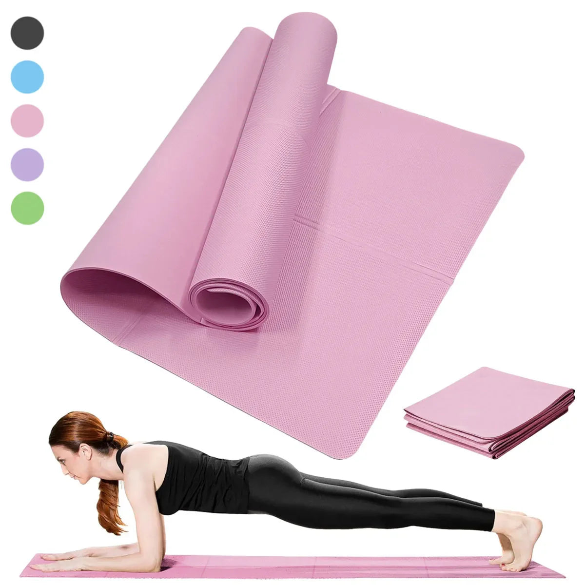Tapis de Yoga Pilates Fitness 3/4/6mm d'Épaisseur Antidérapant Coussin de Yoga Tapis de Fitness de Voyage pour Femmes Entraînement au Sol à Domicile