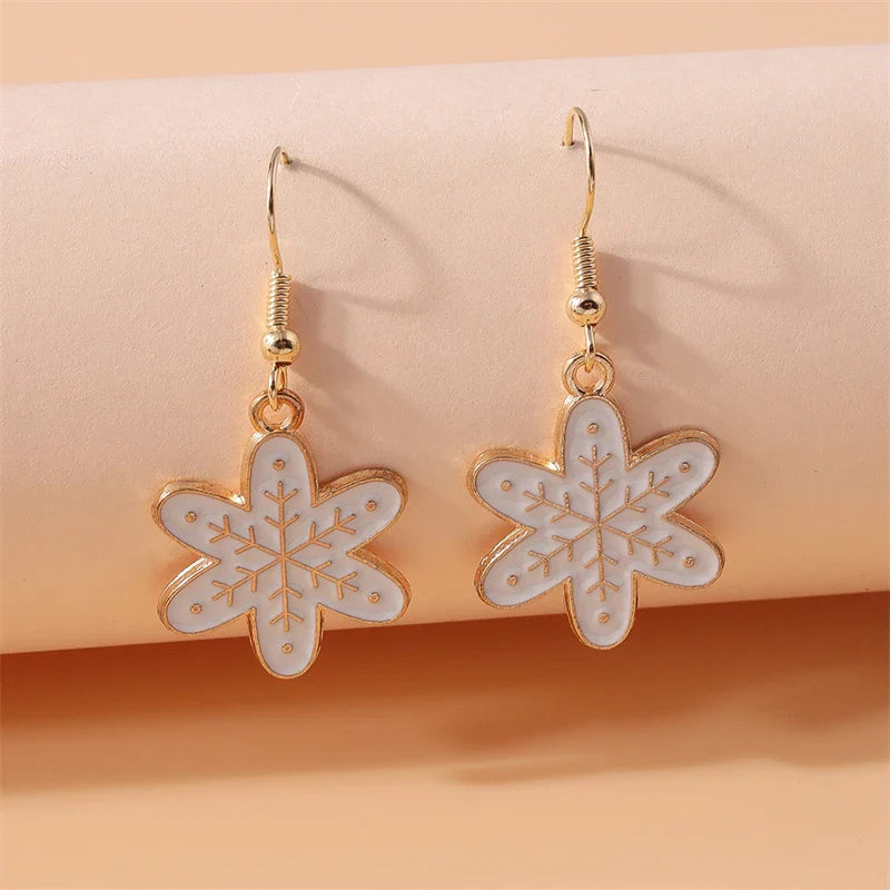 Fashion Merry Christmas Tree Deer Snowflake Santa Claus Drop Earrings for Women Girls New Year Party Festival Jewelry Gifts