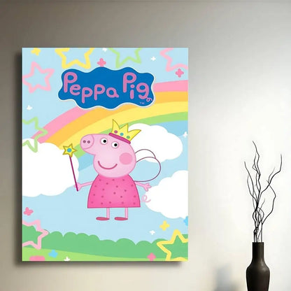 Cartoon Cute W-Peppa PigS Poster Sticky Posters Waterproof Paper Sticker Coffee House Bar Home Decor