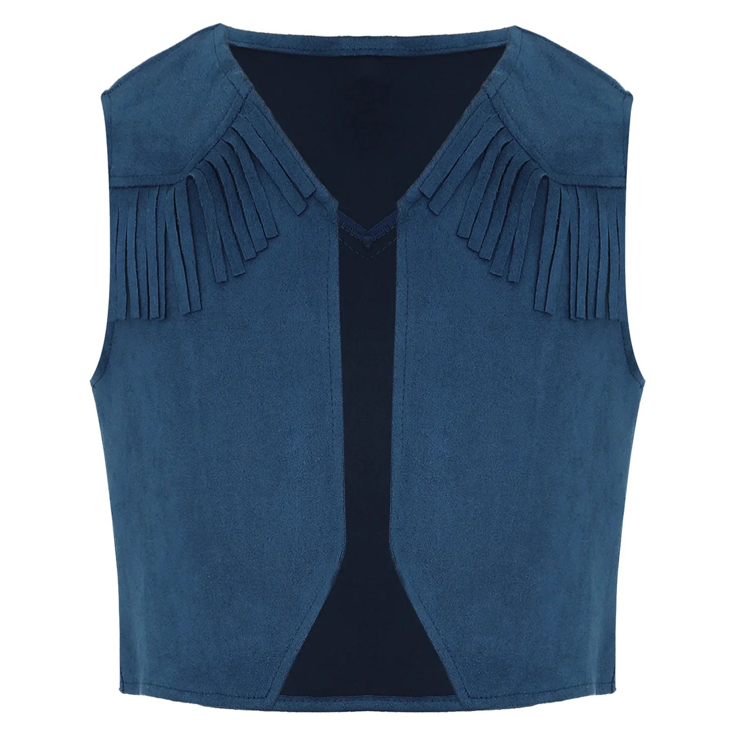 Costume de Cowgirl occidental en daim pour enfants, gilet à franges avec pompons, vêtements de danse, jeu de rôle de fête, gilets de Cowboy
