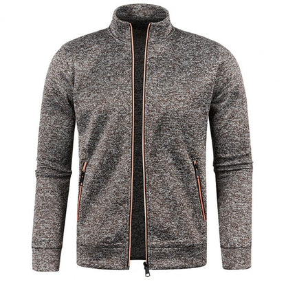 Stand Collar Long Sleeves Pockets Zipper Placket Sweatshirt Coat Men Spring Autumn Solid Color Plus Size Sport Outerwear