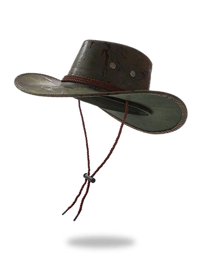 Nouveau chapeau de cowboy occidental vintage pour homme, dame gentleman, cow-girl, avec bord large en cuir, cloche, chapeau d'église, Sombrero Hombre