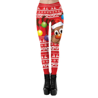 NADANBAO Merry Christmas Leggings for Woman Green White Stripe Pattern Pants Xmas Party Pants Girls Sexy Tights Fitness Workout
