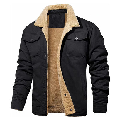 2025 Fashion Fleeced Jacket for Men Solid Color Thick Warm Outwear Tops Quality Autumn Winter Casual Coats Black Men's Jackets