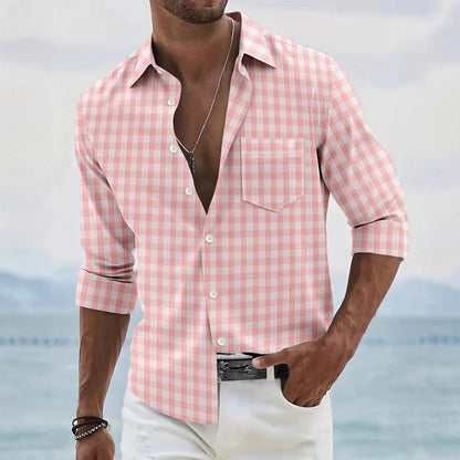 Chemise classique à carreaux pour hommes, manches longues, revers boutonné, business décontracté, rue, confortable, livraison rapide