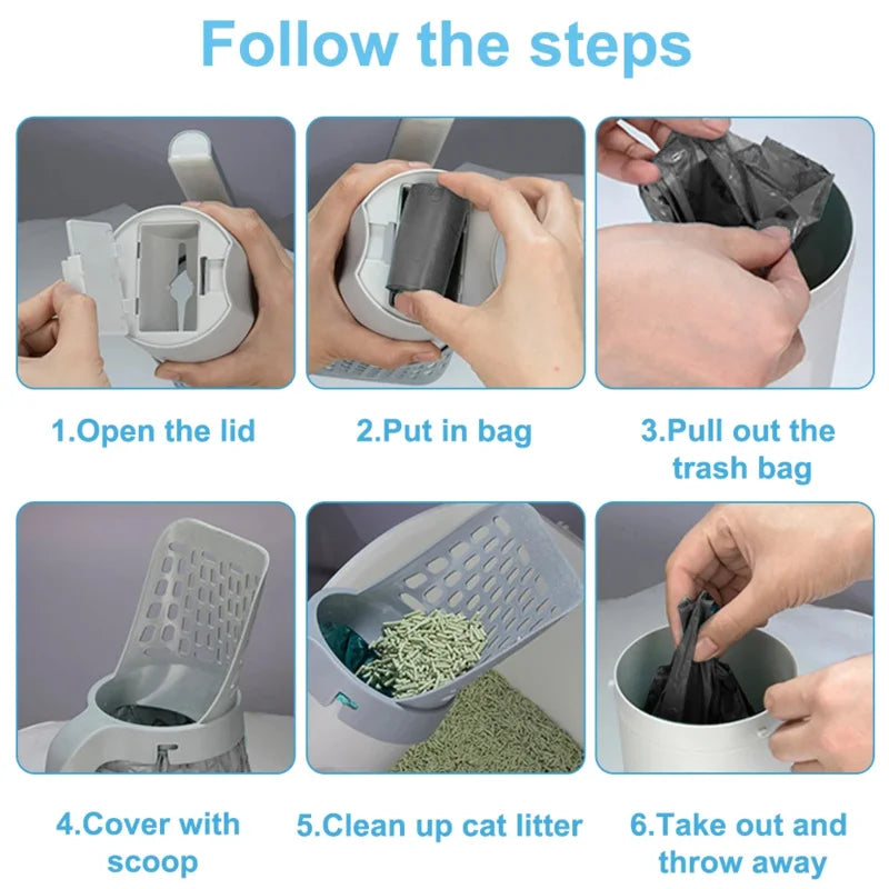 Fournitures pour chats, cuillère à litière avec recharge, outil de nettoyage réutilisable pour animaux de compagnie, nettoyeur de déchets de toilettes pour chats, bac à litière spécial