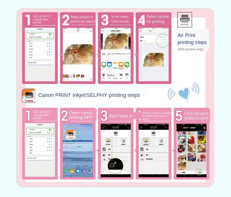 Photo Printer Wireless Connection To Print CP1300 Small Photo Printer Can Print Stickers