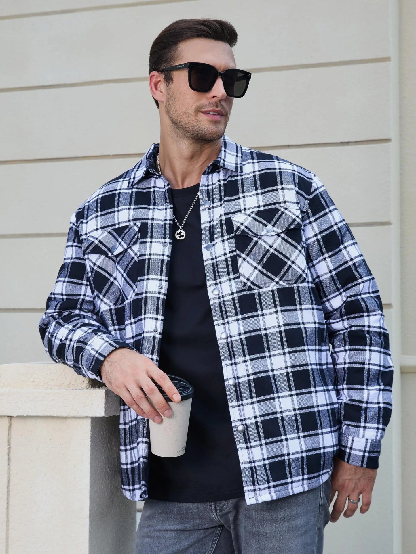 TACVASEN Veste d'hiver en coton à carreaux pour homme, manches longues, matelassée, doublée, en flanelle, multi-poches, vêtements d'extérieur, manteaux de randonnée