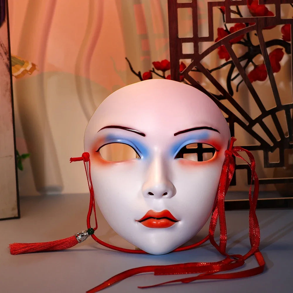 Masque de fête pour adultes, maquillage peint à la main, masque complet de file d'attente de carnaval, mascarade Kabuki pour carnaval Mardi Gras Cosplay