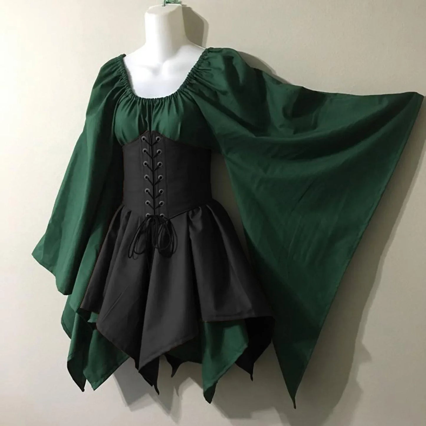 Medieval Costume Women Renaissance Medieval Dress Fairy Elf Traditional Irish Viking Costume Elf Ear for Halloween Party