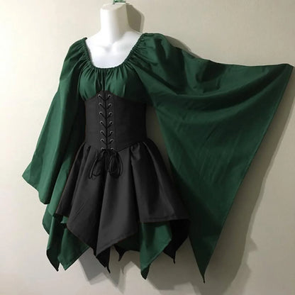 Medieval Costume Women Renaissance Medieval Dress Fairy Elf Traditional Irish Viking Costume Elf Ear for Halloween Party