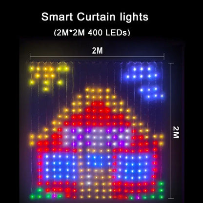 400 LED rideaux lumineux intelligents chaîne lumières avec App télécommande synchronisation de la musique rideau de noël chaîne lumières féeriques extérieures