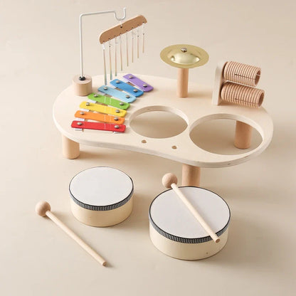 Jouets Éducatifs Bébé en Bois Carillons Éoliens Montessori Jouets Musicaux pour Enfants Xylophone Cadeaux d'Anniversaire Nouveau-né Table Musicale Jouets
