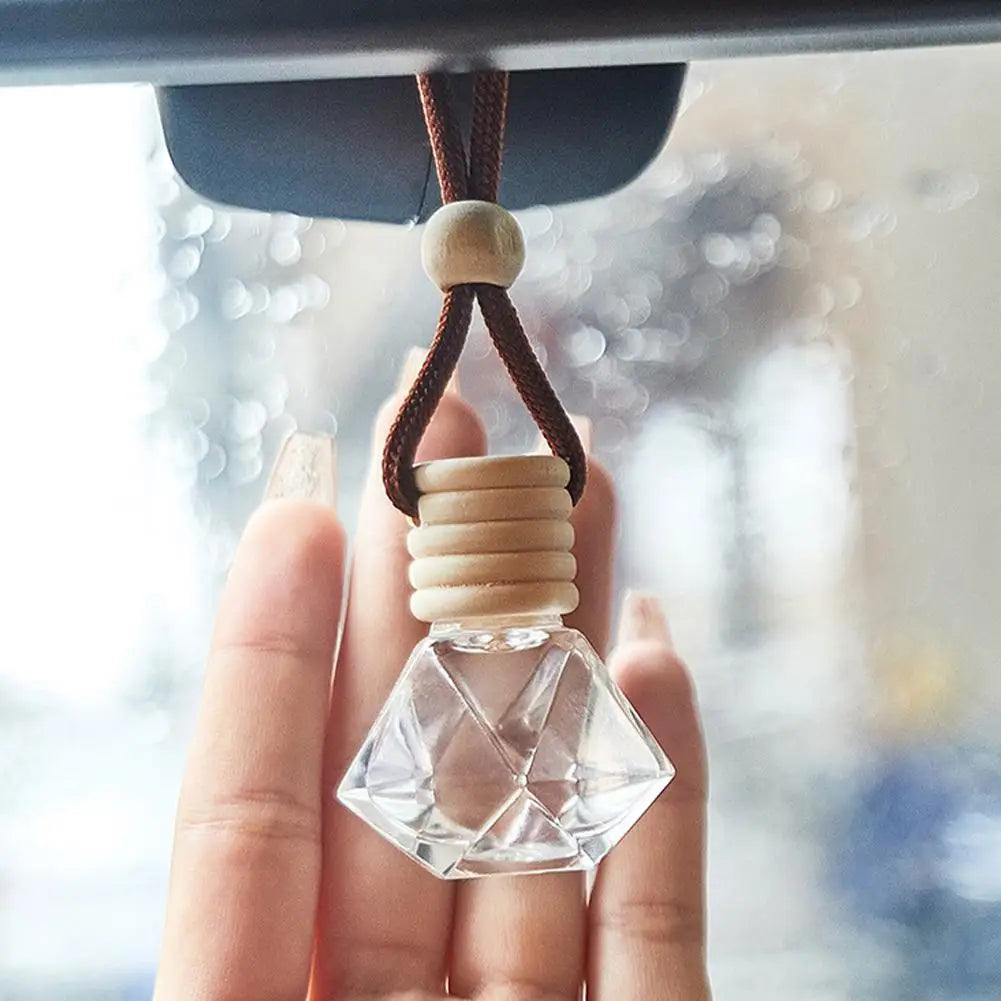 Auto Aromatherapy Bottle Car Air Freshener Ornament Hanging Glass Bottle Fragrance Bottle Auto Perfume Decoration