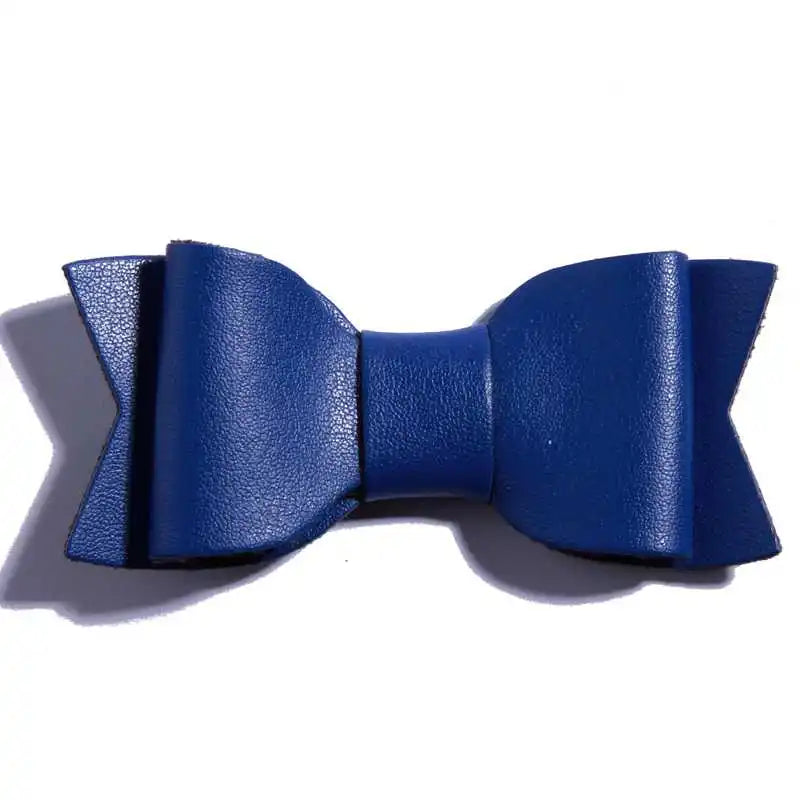 7.5CM Hot Sale Synthetic PU Leather Bows Knot For Hair Accessories Hair Bow With Clip For Headbands U Pick