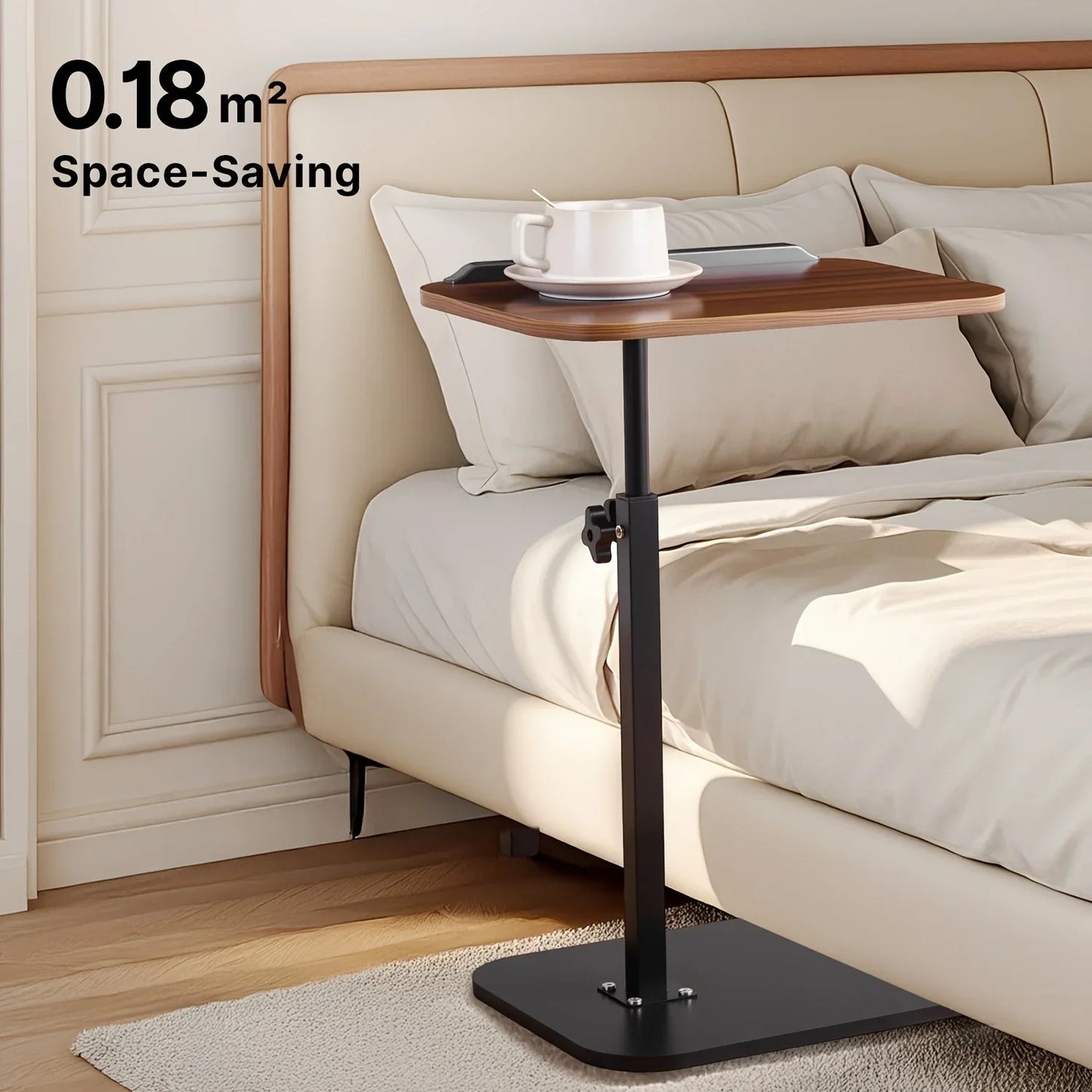 [Table d'ordinateur portable moderne] Table d'appoint moderne en forme de C à hauteur réglable |    360 °   Table rotative pour ordinateur portable, parfaite pour le canapé