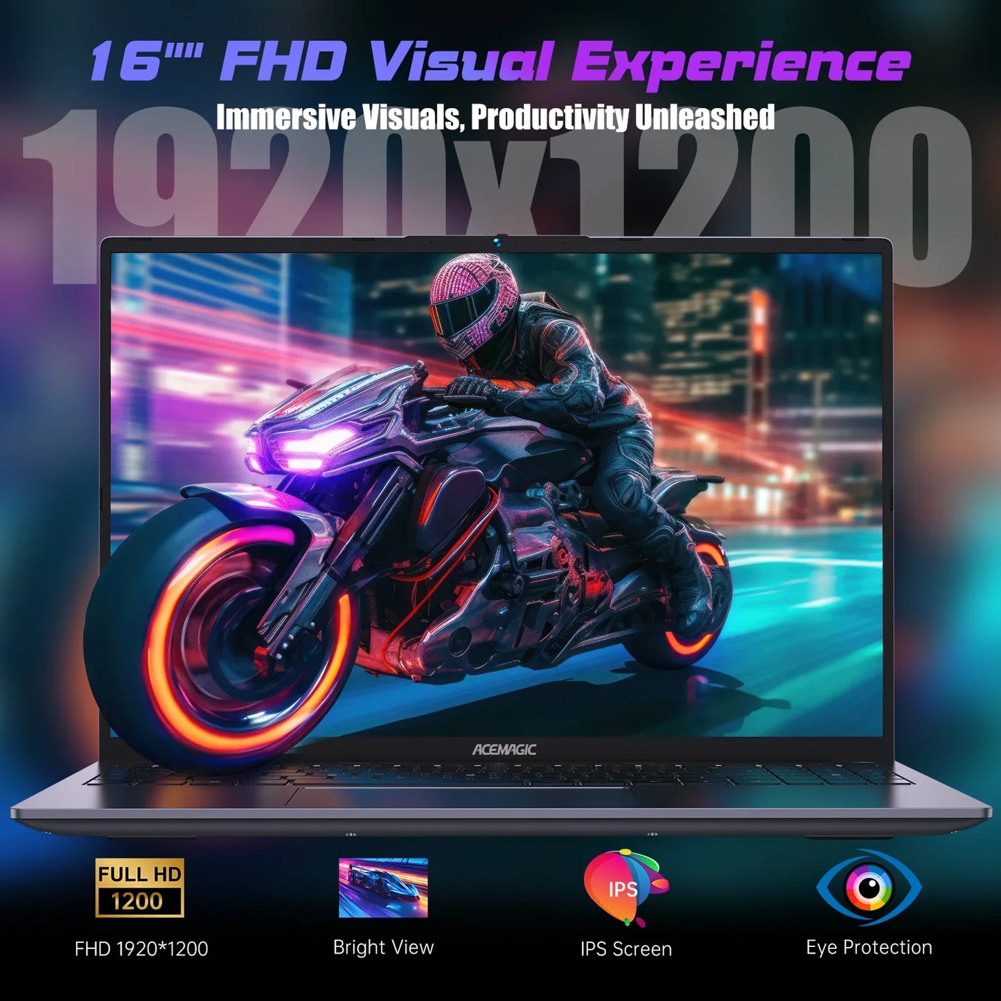 ACEMAGIC Laptop 16” FHD Gaming Laptop AMD Ryzen 7 6800H 16GB RAM 512GB SSD Windows 11 Pro Notebook Backlit KB Wifi6 BT5.2