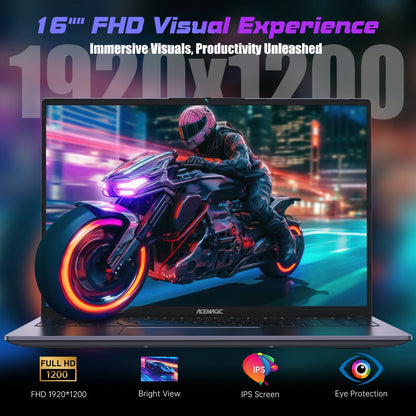ACEMAGIC Laptop 16” FHD Gaming Laptop AMD Ryzen 7 6800H 16GB RAM 512GB SSD Windows 11 Pro Notebook Backlit KB Wifi6 BT5.2