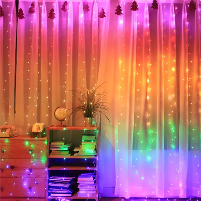 Rideaux lumineux LED alimentés par USB avec télécommande, décorations de noël pour la maison, mariage, anniversaire, chambre à coucher, lumières de fête