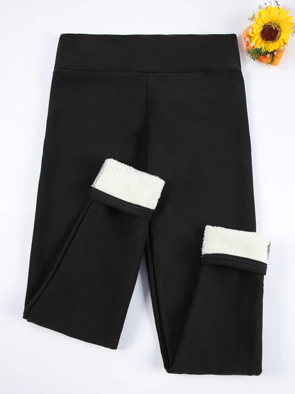 Leggings chauds en polaire pour femmes, collants épais en velours, taille haute, élastiques, Slim, couleur unie, pour prévenir le froid, automne et hiver