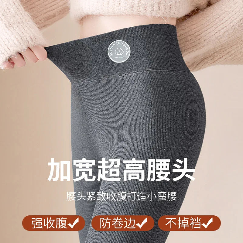 Women's Wool Leggings, Outer Wear, Fall Winter, Plus Size, Added Wool, Thick, Extra-Thick, Warm, Slimming, Cotton Thermal Pants
