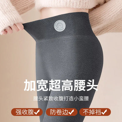 Women's Wool Leggings, Outer Wear, Fall Winter, Plus Size, Added Wool, Thick, Extra-Thick, Warm, Slimming, Cotton Thermal Pants