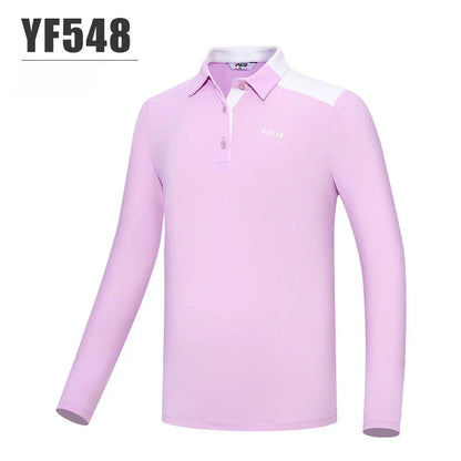 PGM Girls Golf Long Sleeve T Shirts Golf Wear for Kids Comfortable Skin Friendly Sports Fabric Children's Clothing YF548