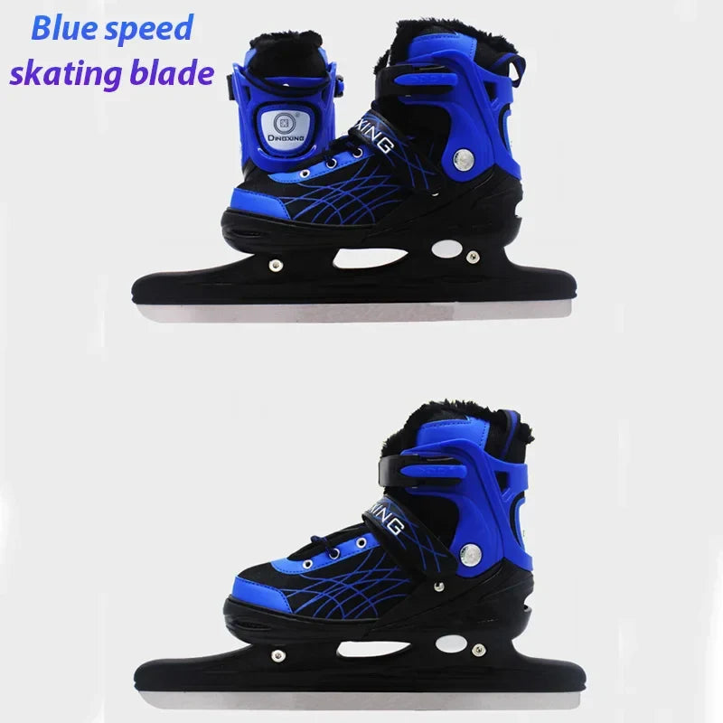 Chaussures de patins à glace extensibles, chaussures de hockey sur glace réglables, chaussures de patinage de vitesse épaisses et chaudes pour filles, garçons, femmes et hommes