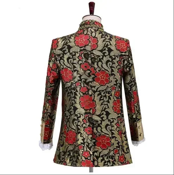 Costume victorien de luxe médiéval pour hommes, roi, prince, veste en émail, manteau, blazer imbibé, thé