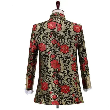 Costume victorien de luxe médiéval pour hommes, roi, prince, veste en émail, manteau, blazer imbibé, thé