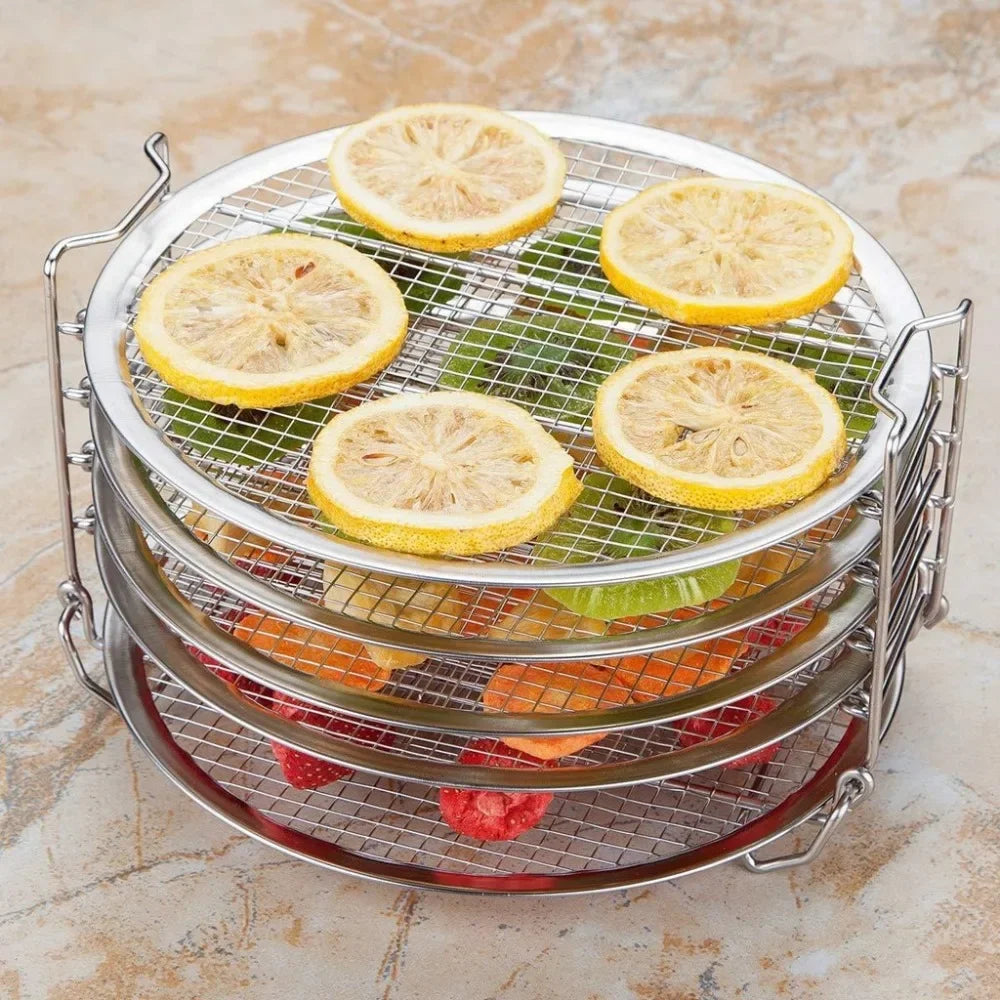 Air Fryer Grill Stand with Five Stackable Layers, Food Grade Stainless Steel Dehydrator Rack Accessories