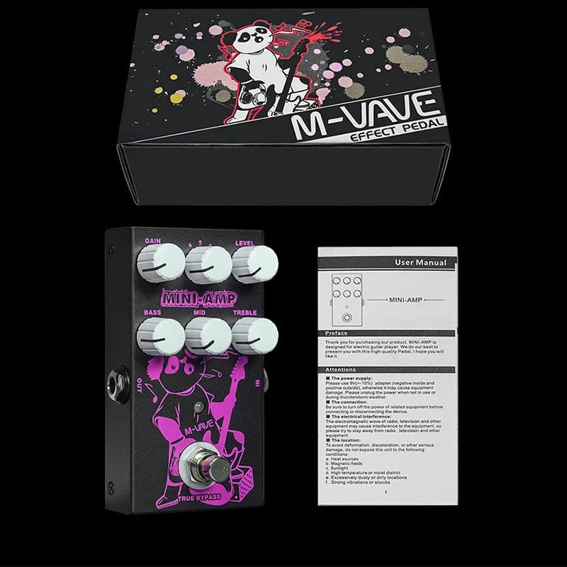 M-VAVE MINI-Médailles Pédale d'effet de simulation de pré-ampli 9 effets d'ampli classique 3 bandes EQ True Bypass