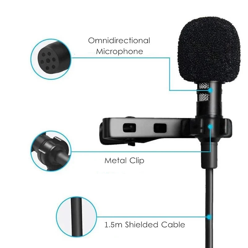 Mini Microphone USB Professionnel pour Appareil Photo DSLR, 3.5mm, à réinitialisation, Revers, Type C, pour PC, Smartphone