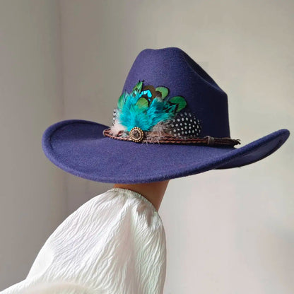 Chapeau de cowboy occidental à large bord pour homme, casquettes d'église Everche, Fascinateur vintage, chapeau de cowgirl jazz, zones bre, nouveau, 9cm