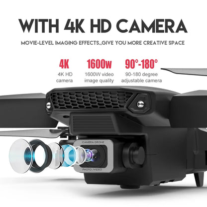 Drone FPV WiFi E88 Pro 2025 – Caméra simple/double 4K/1080P, HD grand angle, maintien d'altitude, jouet d'hélicoptère RC quadrirotor pliable