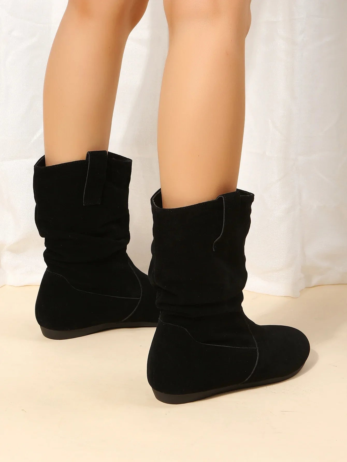 Women Flat Mid-calf Suede Ankle Boots Platform West Cowboy Shoes Round Toe Boot 2025 Autumn Designer Ladies Suede Botas De Mujer