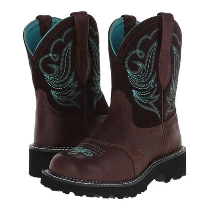 Embroidered Cowboy Boots For Men Women Pu Leather Boots Lightweight Comfortable Western Boots Zapatos De Hombre Size 35-42