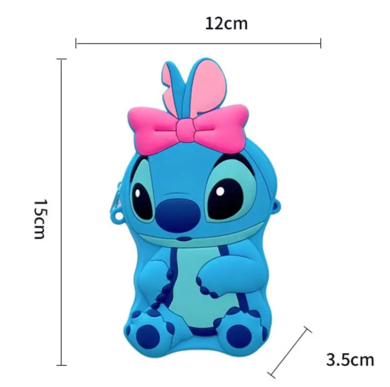 Cute Stitch & Angel Styling Silicone Coin Purse Cartoon Blue Pink Mini Wallet Crossbody Bag For Boys Girls Kawaii Accessories